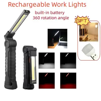 Перезаряжаемые рабочие фонари, Светодиодный рабочий светильник, Подвесной крючок, 5 режимов, Магнитный USB Перезаряжаемый фонарик, Портативная рабочая вспышка.