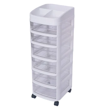 Белая Пластиковая тележка для хранения на колесиках с 6 ящиками, органайзер, тележка для шкафа